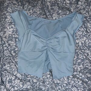 Blue split crop top